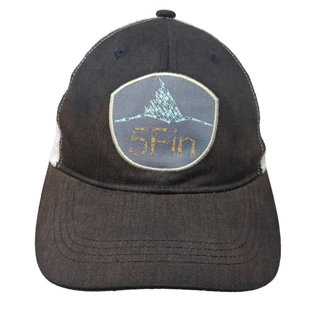 5Fin Snapback Trucker Hat Black One Size Adjustable Mesh Back Embroidered